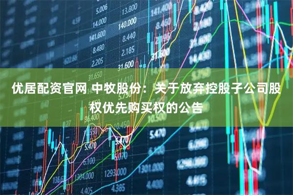 优居配资官网 中牧股份：关于放弃控股子公司股权优先购买权的公告