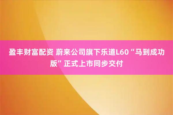 盈丰财富配资 蔚来公司旗下乐道L60“马到成功版”正式上市同步交付